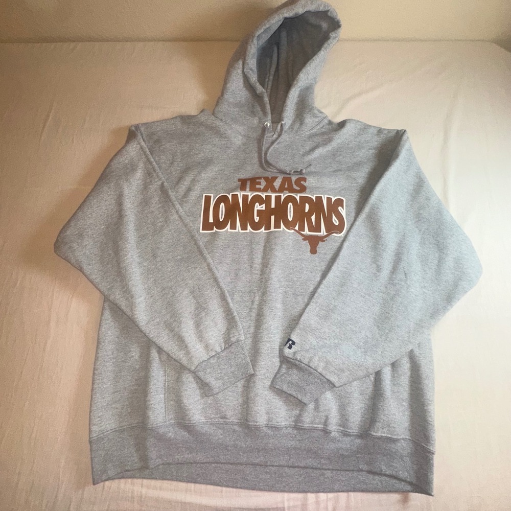 Russell Athletic Texas Longhorns Hoodie XL Gray NCAA Kangaroo Pocket Shirt NWT‎